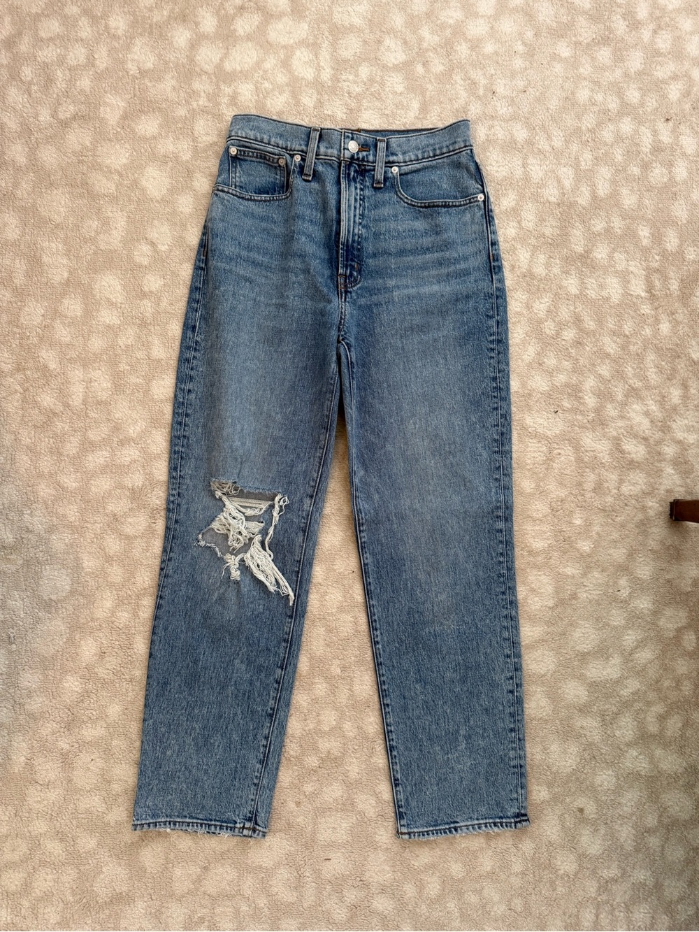 Madewell Distressed Medium Blue Perfect Vintage Straight Jeans